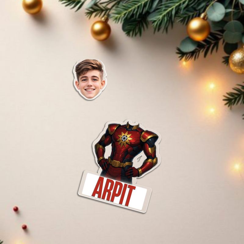 Personalized Cartoon Theme Funny Face Caricature Birthday Return Gift for Kids, Girls & Boys Solar Powered Moving Head for Car Dashboard & Table Decor (Shaktiman)